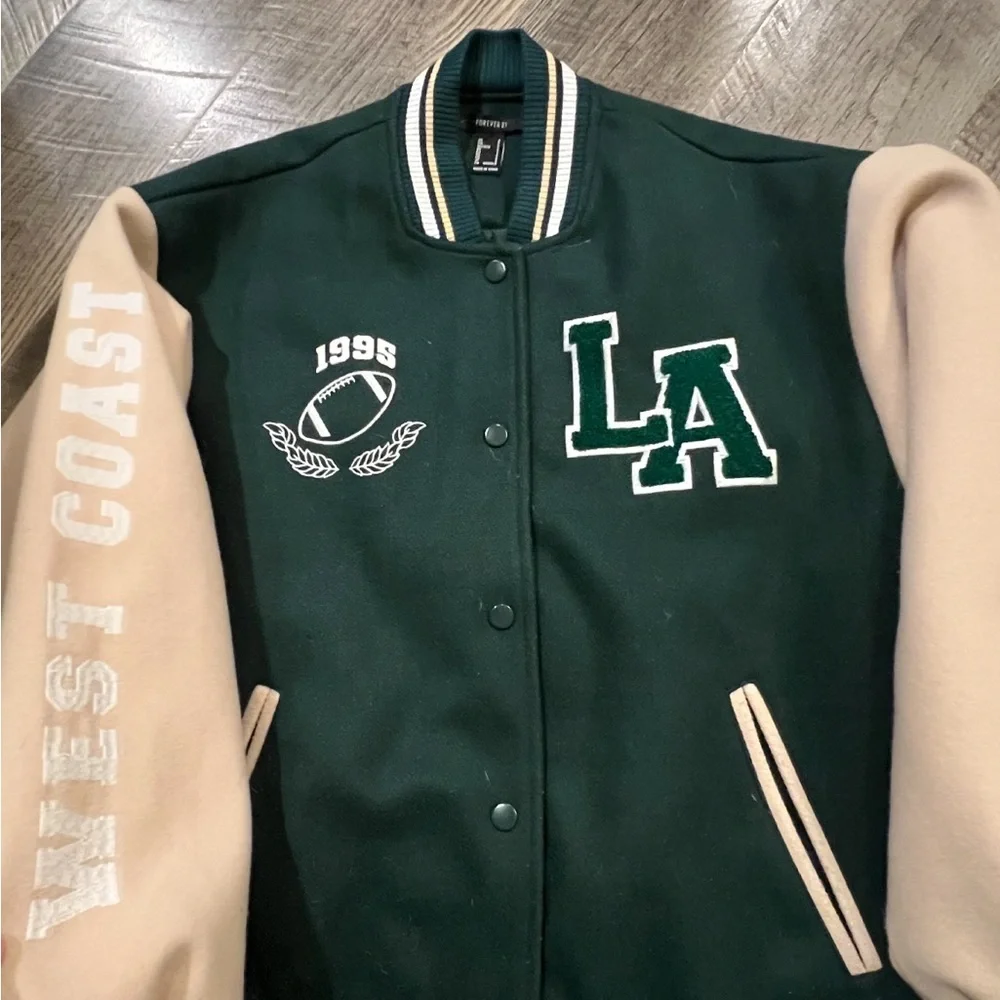 Forever 21 Green and Tan Varsity Jacket - Picture 2 of 4